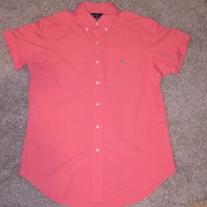 Polo salmon button down short sleeve men's shirt